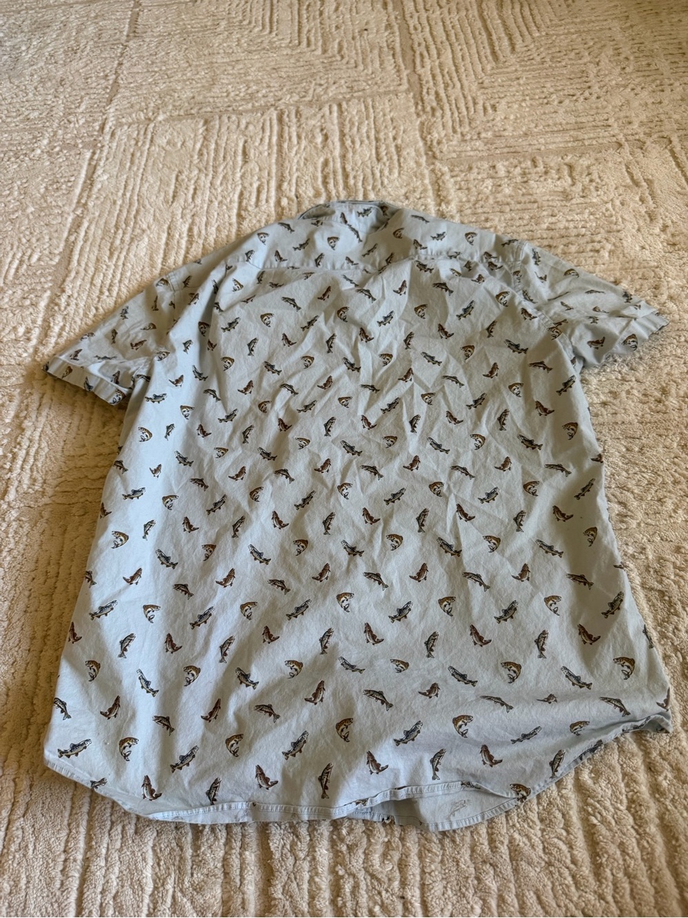 J Crew Mercantile Light Blue Short-Sleeve Printed Men's Shirt - Picture 6 of 6